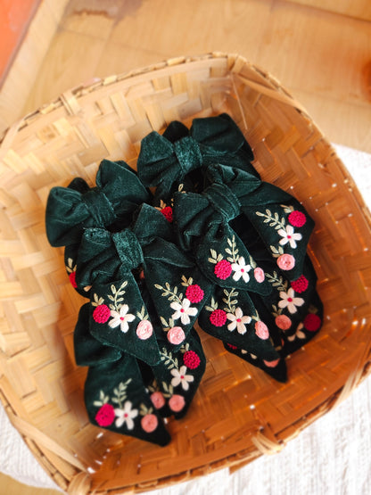 Forest Green Velvet Sailor bow