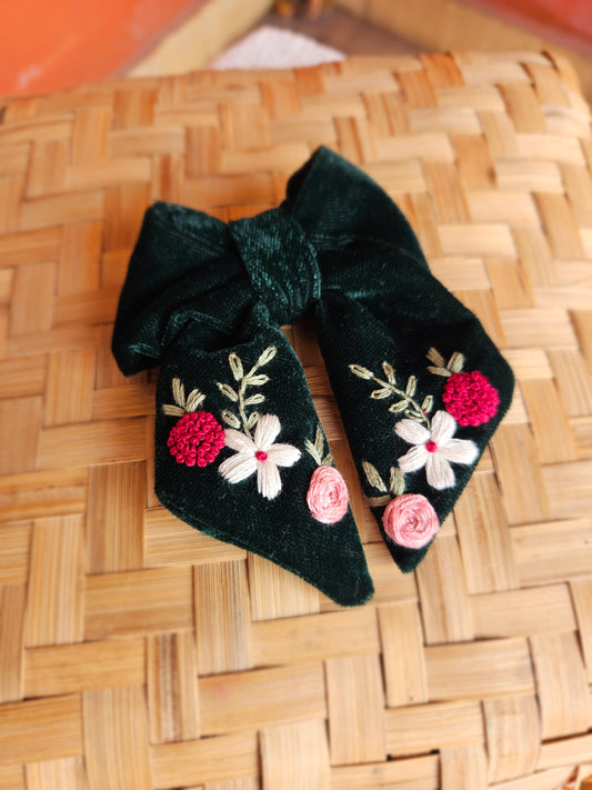 Forest Green Velvet Sailor bow