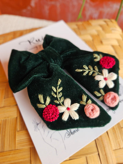 Forest Green Velvet Sailor bow